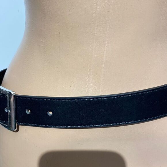 Beverly Hills Polo Club Women's Black Leather Silver Prong Buckle Belt OS - Picture 2 of 11